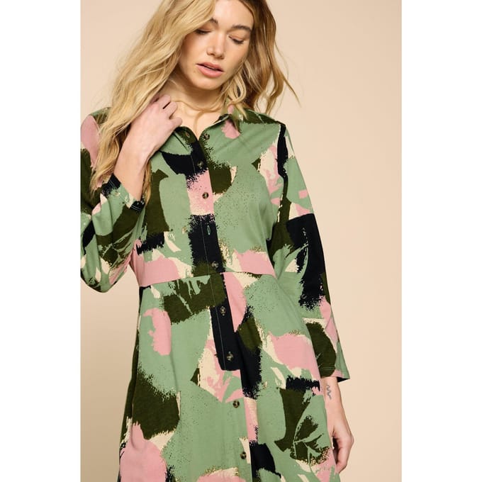 White Stuff Ada Jersey Shirt Dress Green Multi Taglia: 8 REGULAR | Abiti in T-Shirt Outlet | Donna | Verde