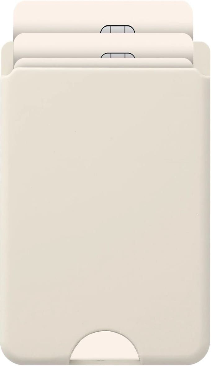 AVY Magnetische Kaarthouder | Compatibel met MagSafe | Ruimte voor 3 Pasjes | Siliconen Pasjeshouder Wallet | Beige