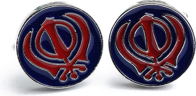 Manchetknopen - Rood met Blauw Patroon Rond