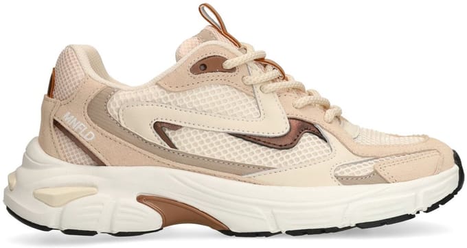 Manfield - Dames - Beige mesh sneakers - Maat 37