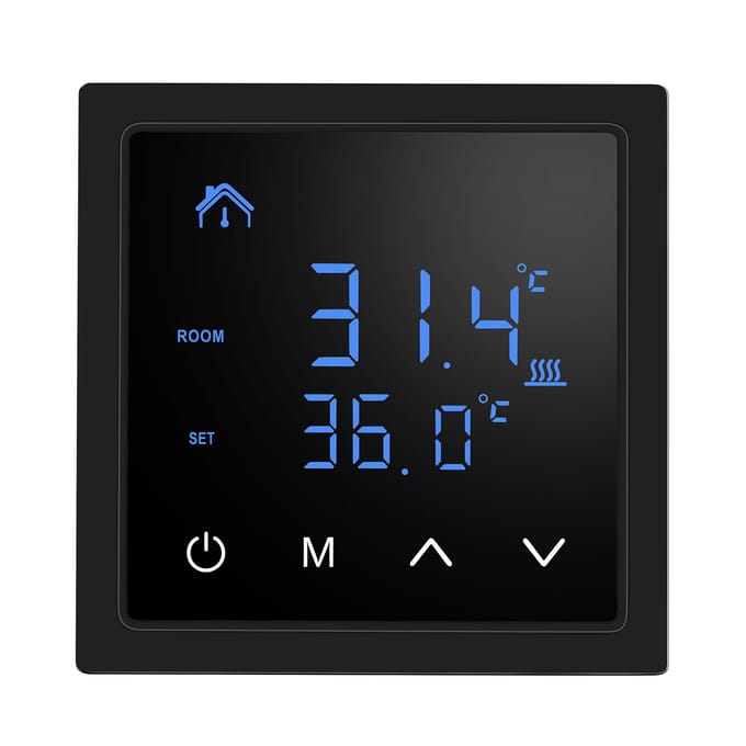Slimme Thermostaat 16A Vloerverwarming Temperatuurregelaar met LED Touchscreen 85265V Elektrisch zwart