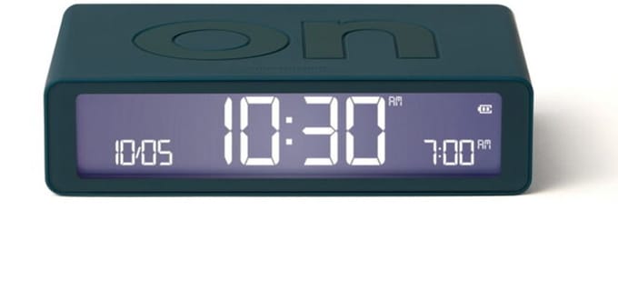 Lexon Flip Classic ON OFF omkeerbare oplaadbare Wekker - Trendy Duck Blue