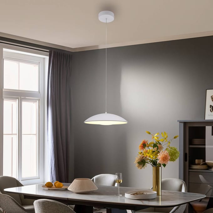 Schöner Wohnen LED hanglamp LENTE, wit, Ø 40 cm, metaal, Switchdim