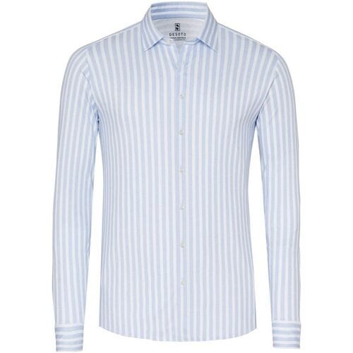 Desoto Overhemd Allover Vertical Stripe Licht Blauw / male