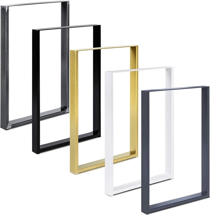 2x Set Tafelpoten Rechthoekig Staal 90x72 cm Wit - Met Vloerbeschermers