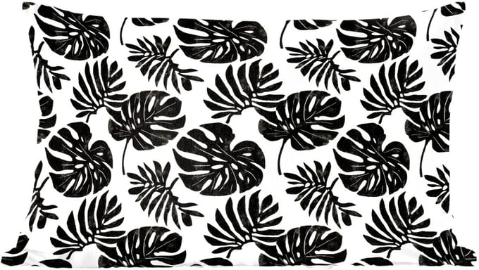 Sierkussens - Kussentjes Woonkamer - 60x40 cm - Modern - Monstera - Zwart