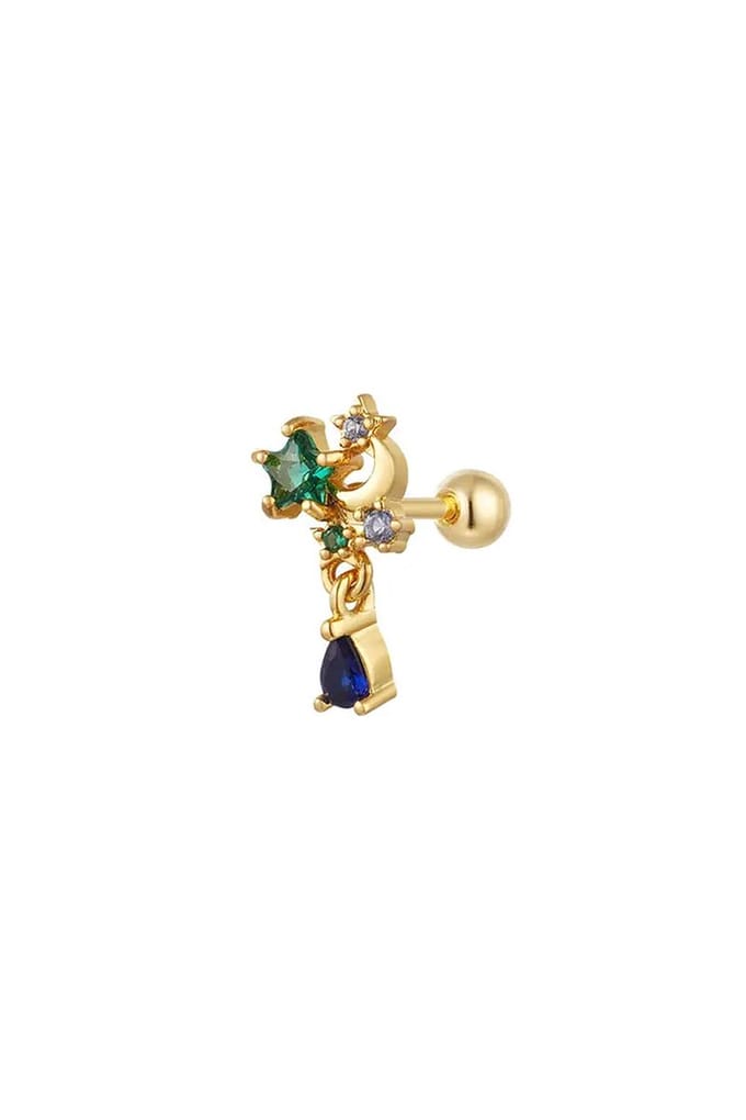 Piercing maan en ster - Sparkle collectie Green & Gold Koper