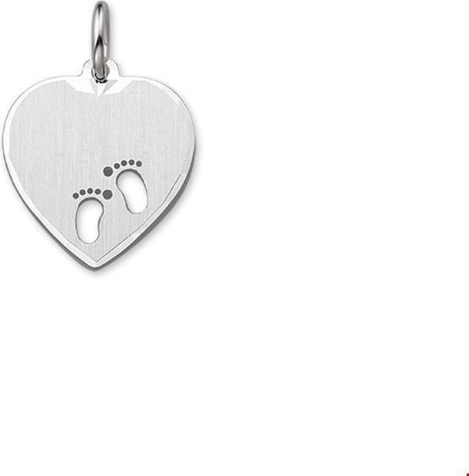 Zilveren Gerhodineerde Hanger hart en voetjes poli-mat - 1323248