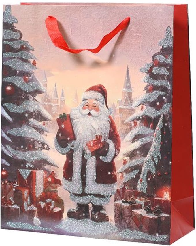 Geschenktas Kerstman 8x18x24cm