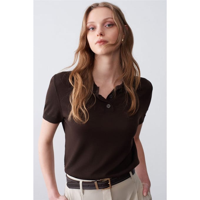 Dames Polo Kraag Knopen Blouse