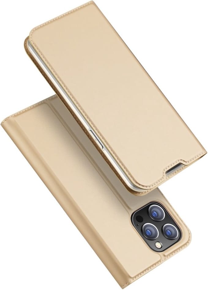 Dux Ducis - Slim bookcase hoes - Geschikt voor iPhone 14 Pro Max - Goud