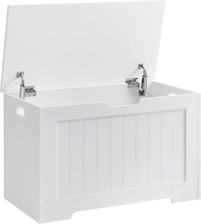 MIRA Home - Opbergkist met deksel - Opbergbox - Modern - Hout - Wit - 76x40x48 cm