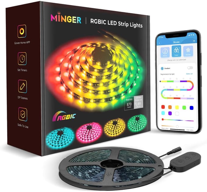 Minger - RGBIC LED Strips Lights - 870 lumens - 24 watts - 5m