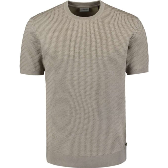 No Excess Pullover Short Sleeve Crewneck Solid Jacquard Clay Maat: S | Basic T-Shirts Outlet | Heren | Beige