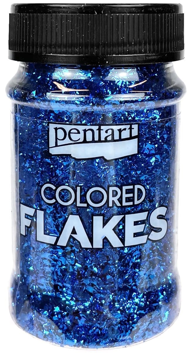 Pentart Gekleurde Folievlokken Blauw 100ml decoratie knutsel.