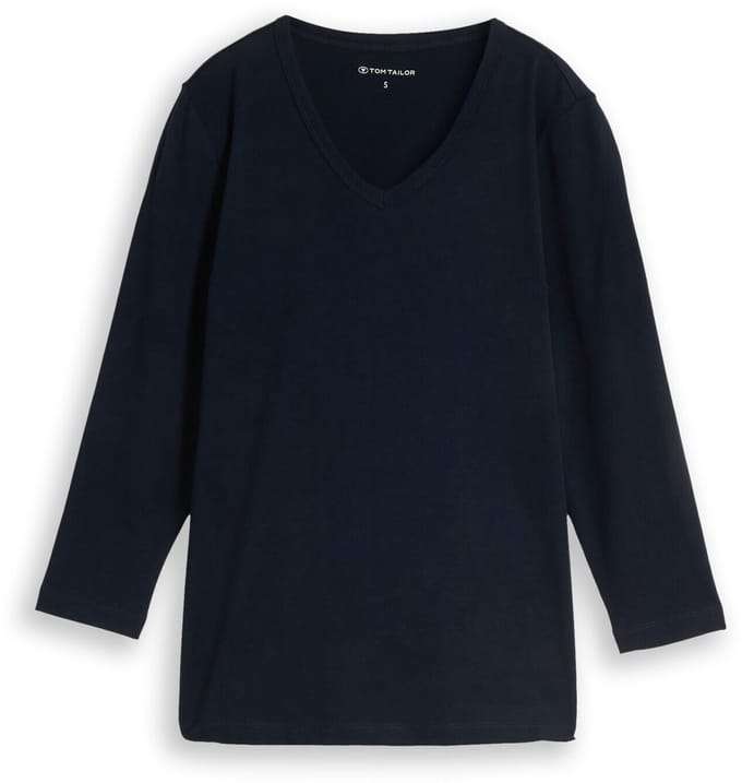 Tom Tailor - Basic T-shirt met lange mouwen en V-hals - Maat L - sky captain blue