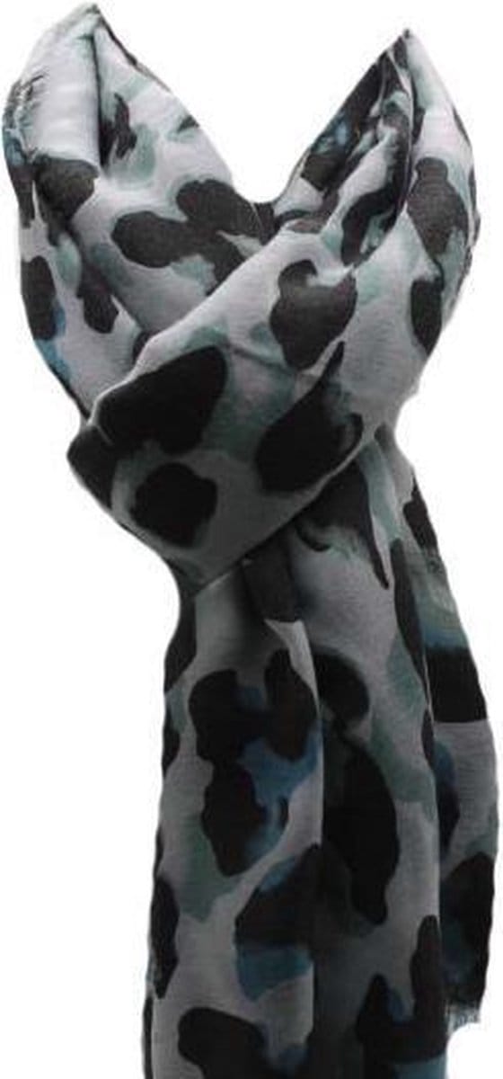 Dames Sjaal Tijger Print Sjaal Met Blauw-Groene Camouflage