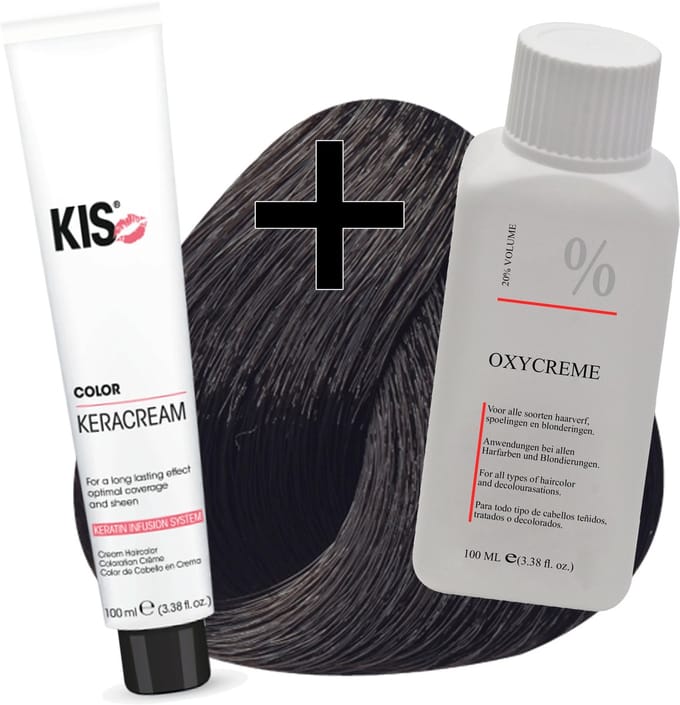 KIS haarverfset - 3N Donkerbruin  - haarverf & waterstofperoxide