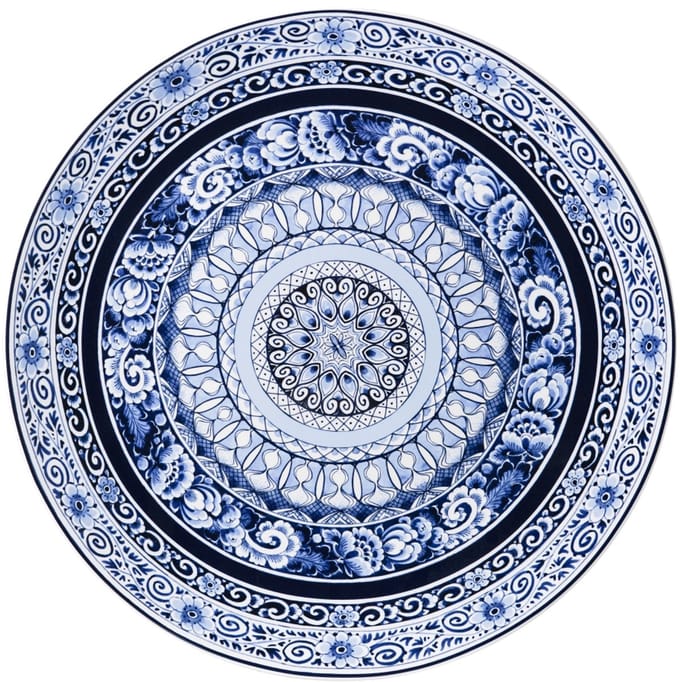 Heinen Delfts Blauw - Wandbord Delftse Mandala - Keramiek - 42 cm