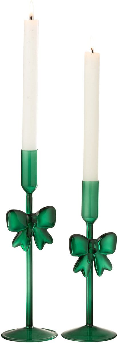 J-Line kaarshouder - glas - groen - set van 2