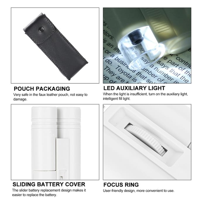 100X Zoom Microscoop Dubbele Buis Sieraden Vergrootglas Zak Vergrootglas met LED Licht