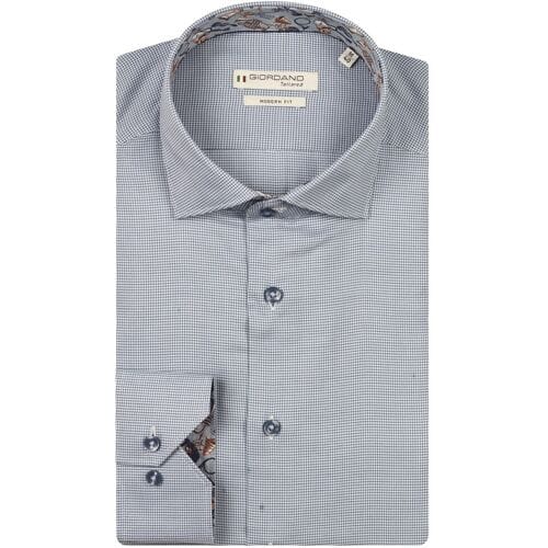 Giordano Overhemd Maggiore Semi Cutaway Mini Check Navy / male