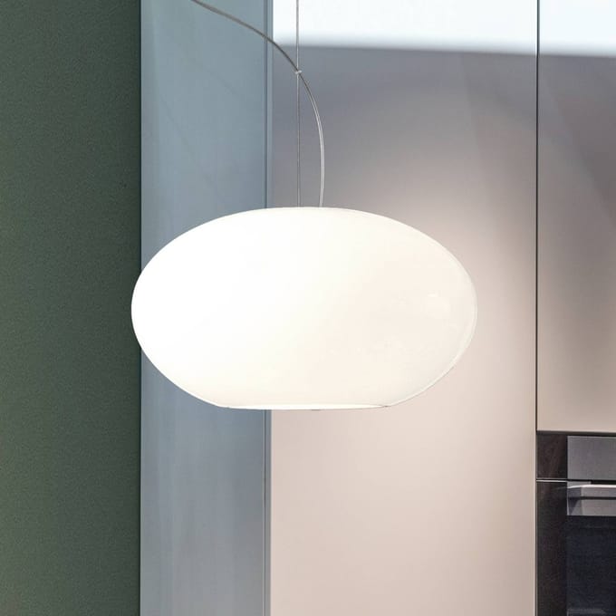 Casablanca Glazen hanglamp AIH, 38 cm, wit glanzend