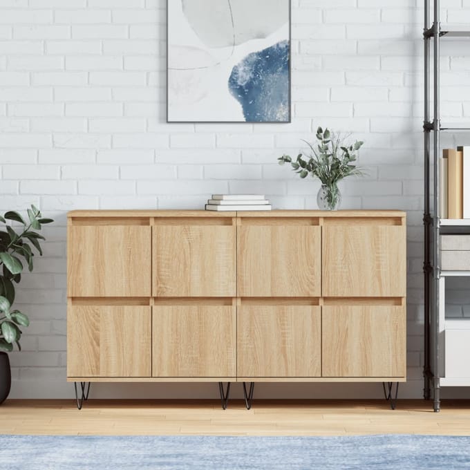 vidaXL - Dressoirs - 2 - st - bewerkt - hout - sonoma - eikenkleurig
