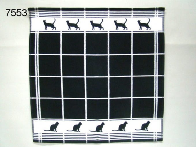 Geharo Keukendoek Katten – 60 x 60 cm – 100% Katoen – Zwart/Wit