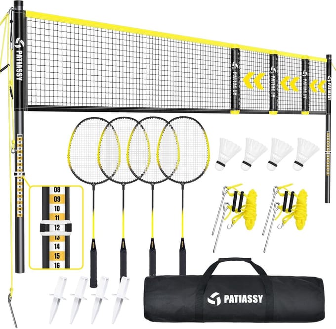 Badmintonnet - Sportnet - Buiten Spelen - Duurzaam Nylon - Standaard Afmeting - Geel