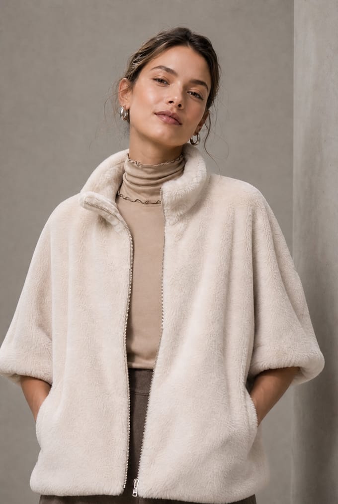 Faux fur Vest MKR 42064 | Panna - Panna / M