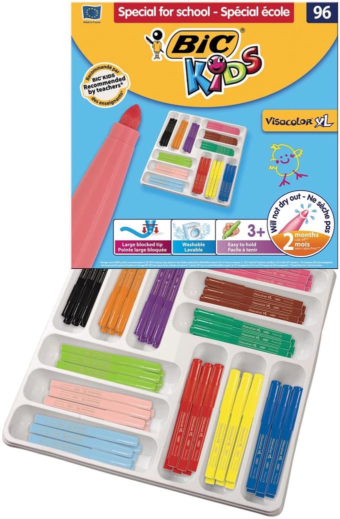 Bic Kids viltstift Visacolor XL | classpack | doos van 96 stuks