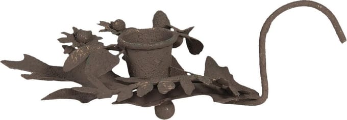 Clayre & Eef Kandelaar 13x9x3 cm Bruin IJzer Bladeren