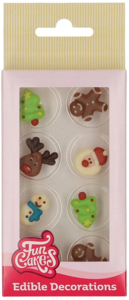 FunCakes Chocolade Decoraties - Kerstmis - Kerstdecoratie - Set/8
