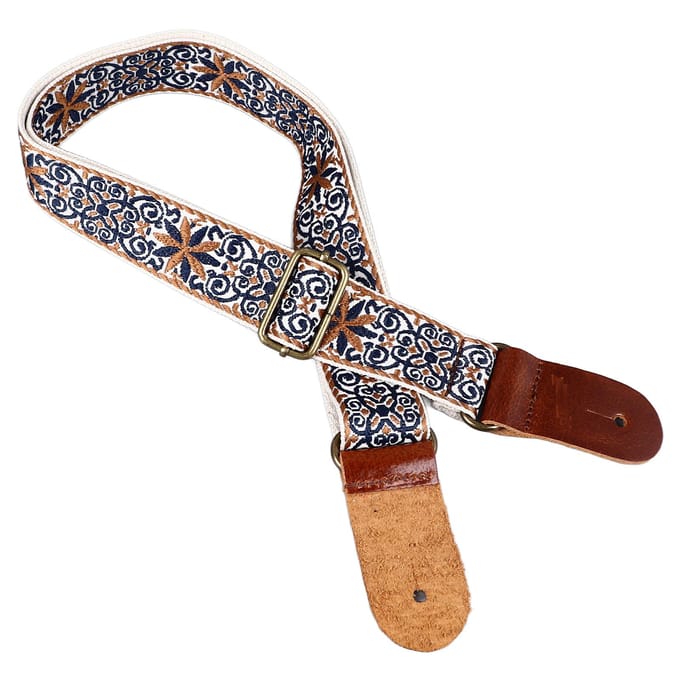 Geborduurde Ukulele Riem Etnische Stijl Verstelbare Lengte Nylon Leer Comfortabele Pasvorm Ukulele white