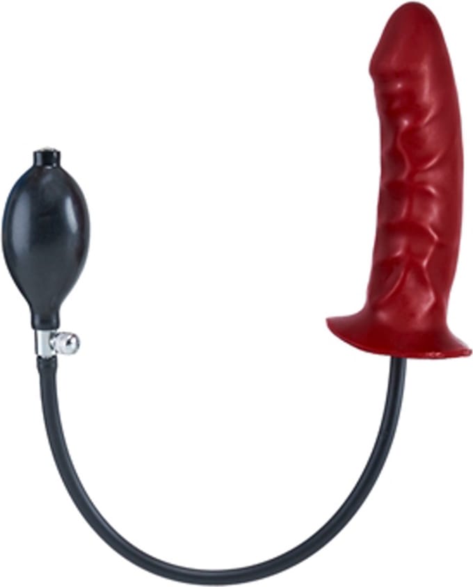 Opblaasbare buttplug - harde kern - rood medium