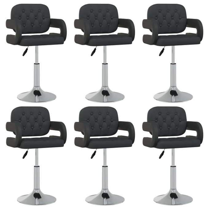 vidaXL - Eetkamerstoelen - draaibaar - 6 - st - kunstleer - zwart