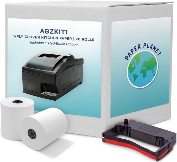 57mm Thermisch Papier voor POS Kassa Printers - 20 Rollen en 1 Inktlint