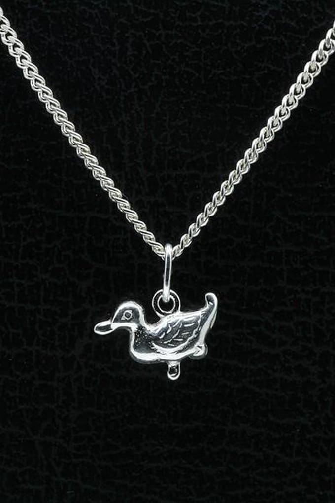 Zilveren Eend ketting hanger
