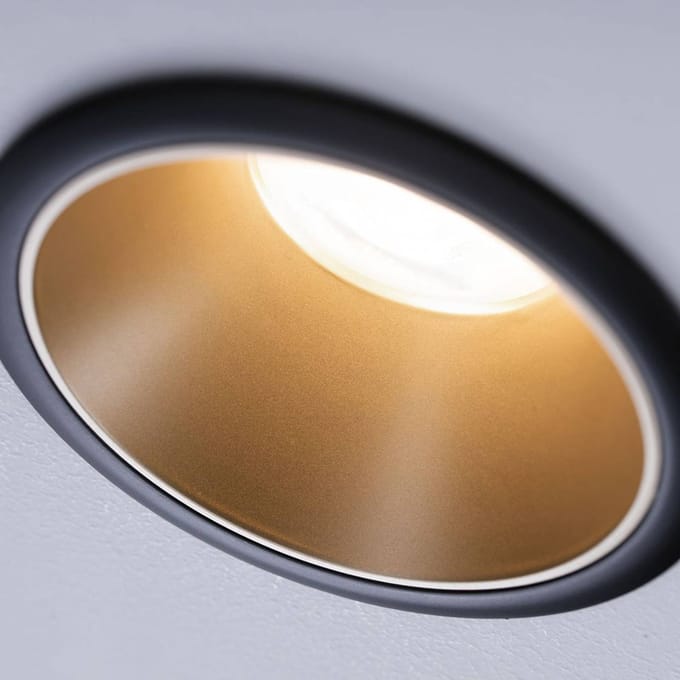 Inbouwlamp Cole rond 88 mm GU10 max. 10W 230V dimbaar Zwart, Goud mat