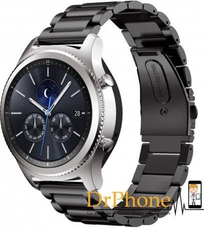 DrPhone RVS bandje - Samsung Gear S3 - Zwart