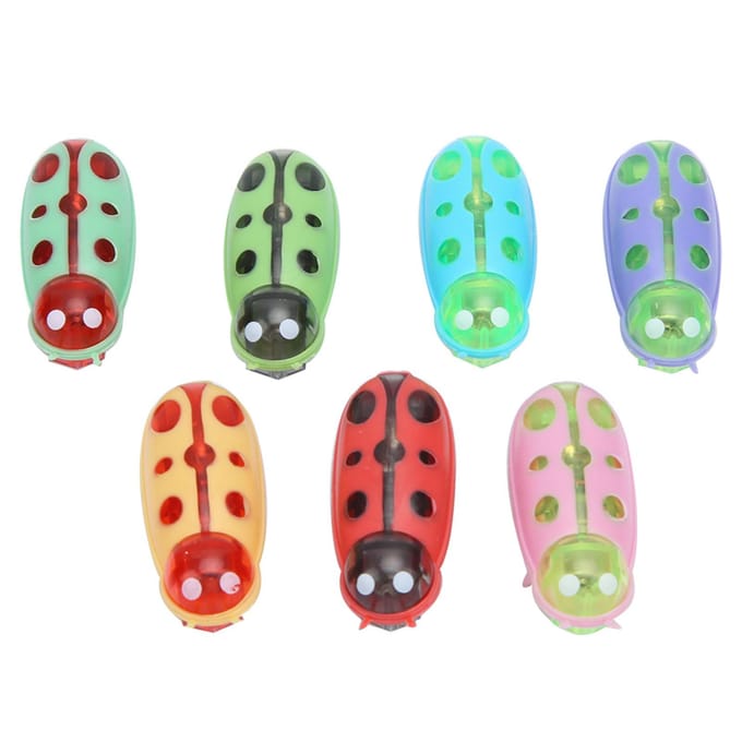 Lot de 7 mini jouets électriques amusants en forme de coccinelle pour animaux de compagnie, interactifs avec batterie pour chat beige