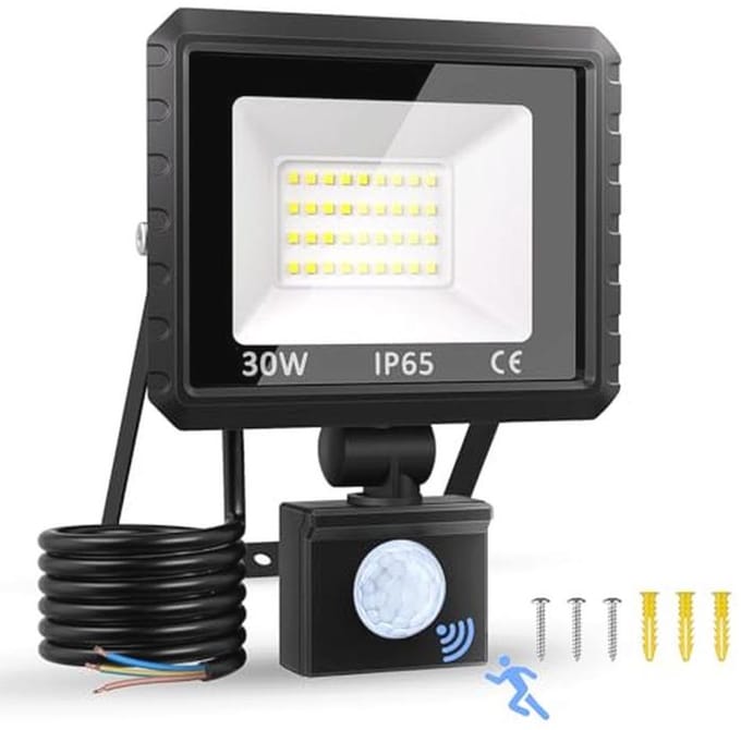 Heldere 30W LED Lamp met Bewegingsmelder voor Buiten - Waterdichte Schijnwerper met 3000 Lumen
