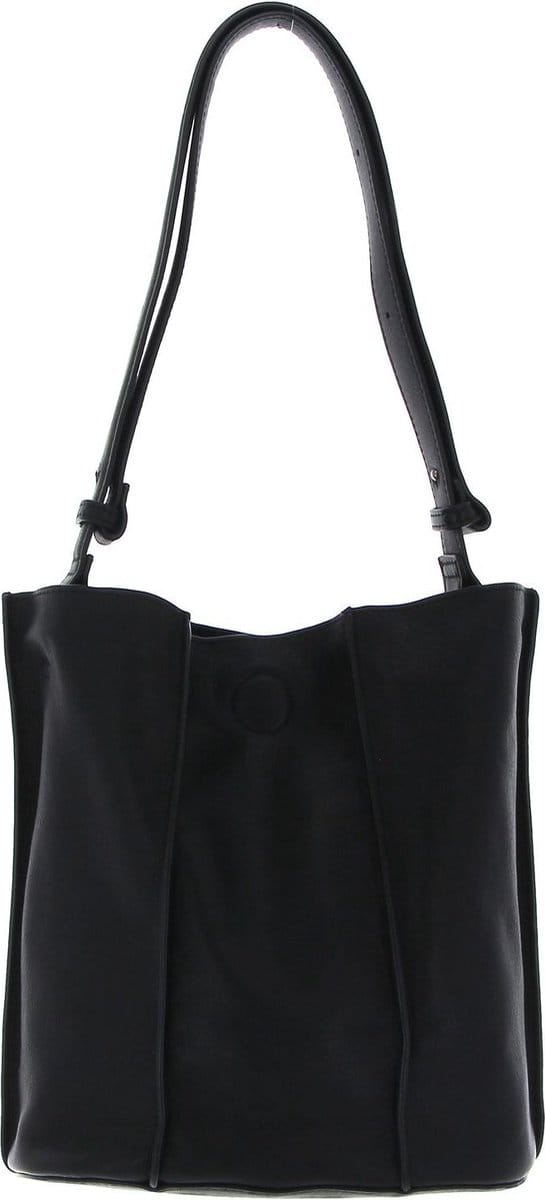 FREDsBRUDER Leren Schoudertas FB Midi Bucket Black Zwart