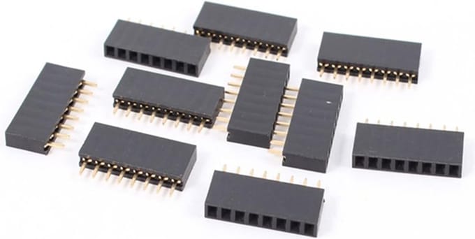 Header female 1x8 2.54mm 10 stuks