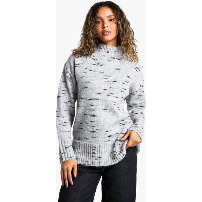 boohoo Dames Zachte gebreide marl oversized coltrui | Grijs | Maat: Small