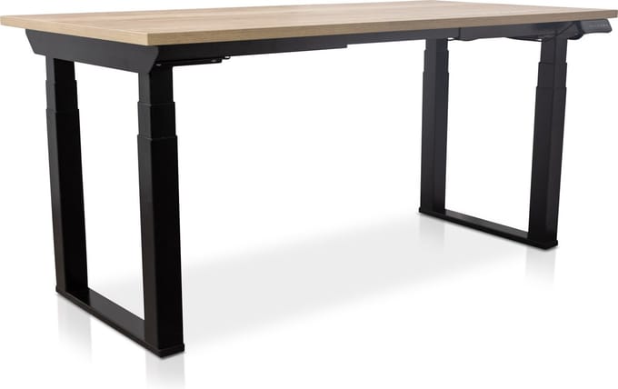 Zit-sta bureau elektrisch verstelbaar - MRC PRO SOLID NEN-EN 527 | 180 x 80 cm | frame zwart - blad robuust eiken | memory functie met USB | 200kg draagvermogen