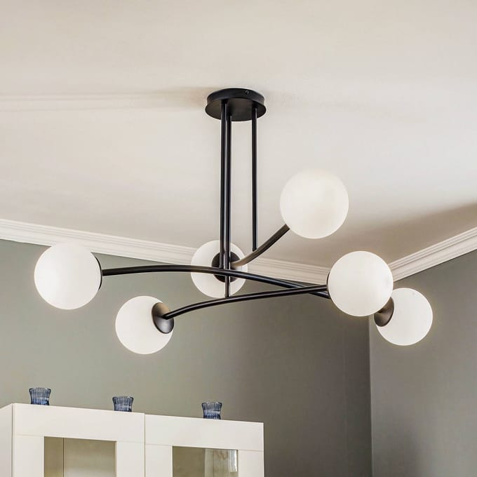 EMIBIG LIGHTING Plafondlamp Major, zwart, 6-lamps