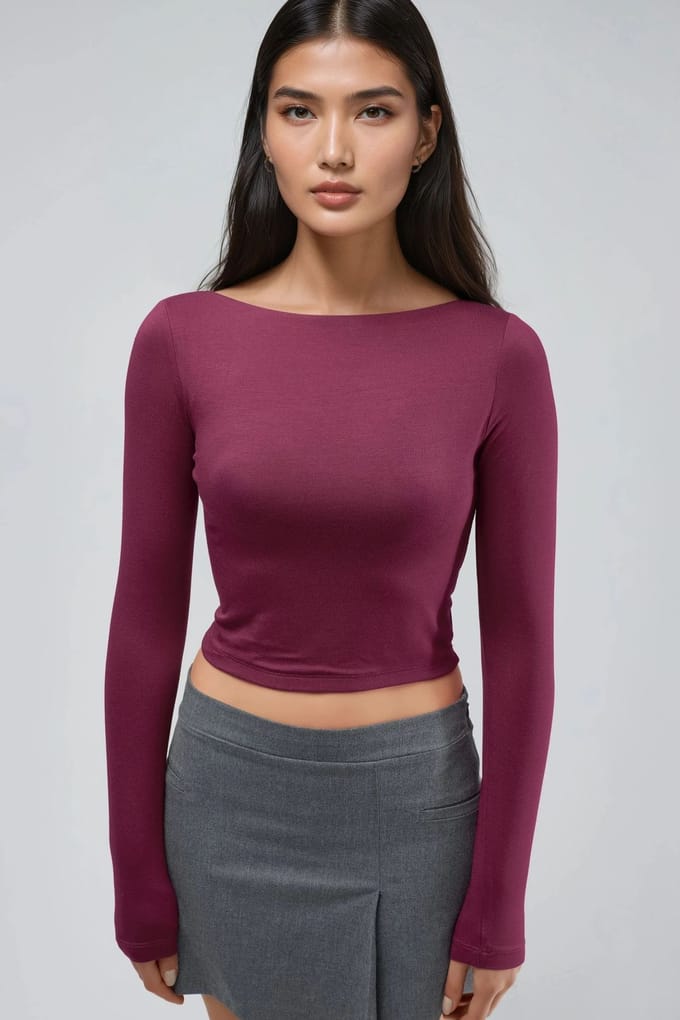 Slim Fit Cropped Blouse met Rugopening