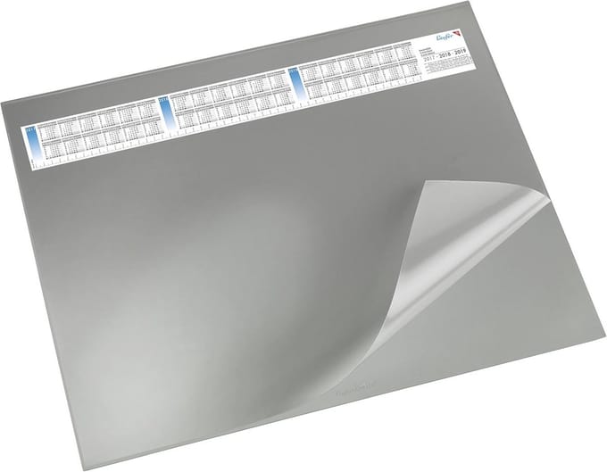 Bureauonderlegger met Kalender en Antislip Onderlaag - Transparante Pad, 40 x 53 cm, Grijs